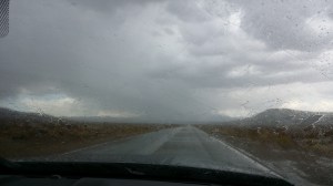 På veien til Death Valley... Regnvær!