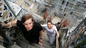 På vei ned. Det er brattere enn det ser ut som!